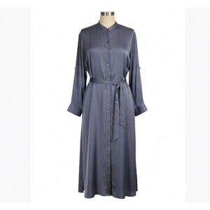 Eileen Fisher Stretch Silk Long Sleeve Button-Front Duster Cardigan XL Periwinkl